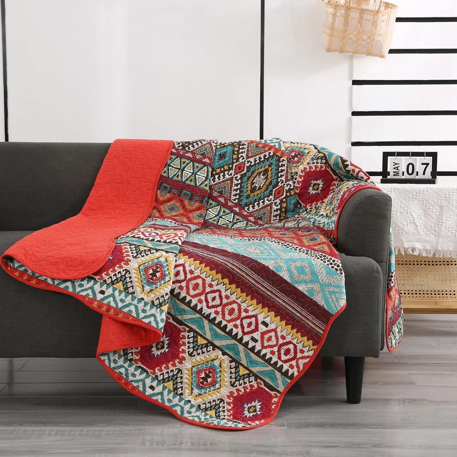 Покрывало Qucover Хлопок 140 x 200 см Красочное для односпальной кровати, дивана, фото №5 Покрывало Qucover Хлопок 140 x 200 см Красочное для односпальной кровати, дивана, фото №5