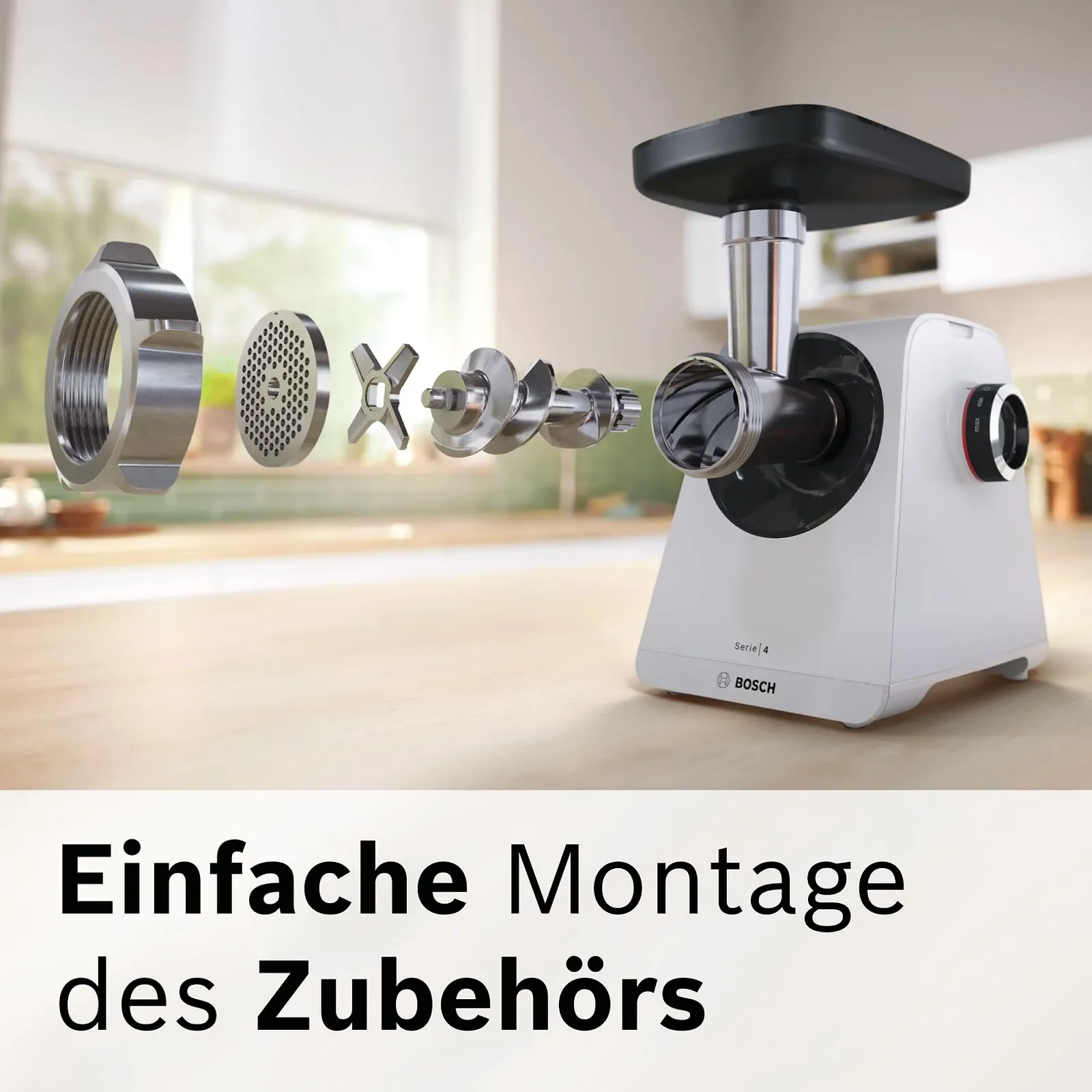 Электрическая мясорубка Bosch MultiPower Series 4 MFWS420W 1900 Вт 2 скорости White/Black, фото №5 Электрическая мясорубка Bosch MultiPower Series 4 MFWS420W 1900 Вт 2 скорости White/Black, фото №5