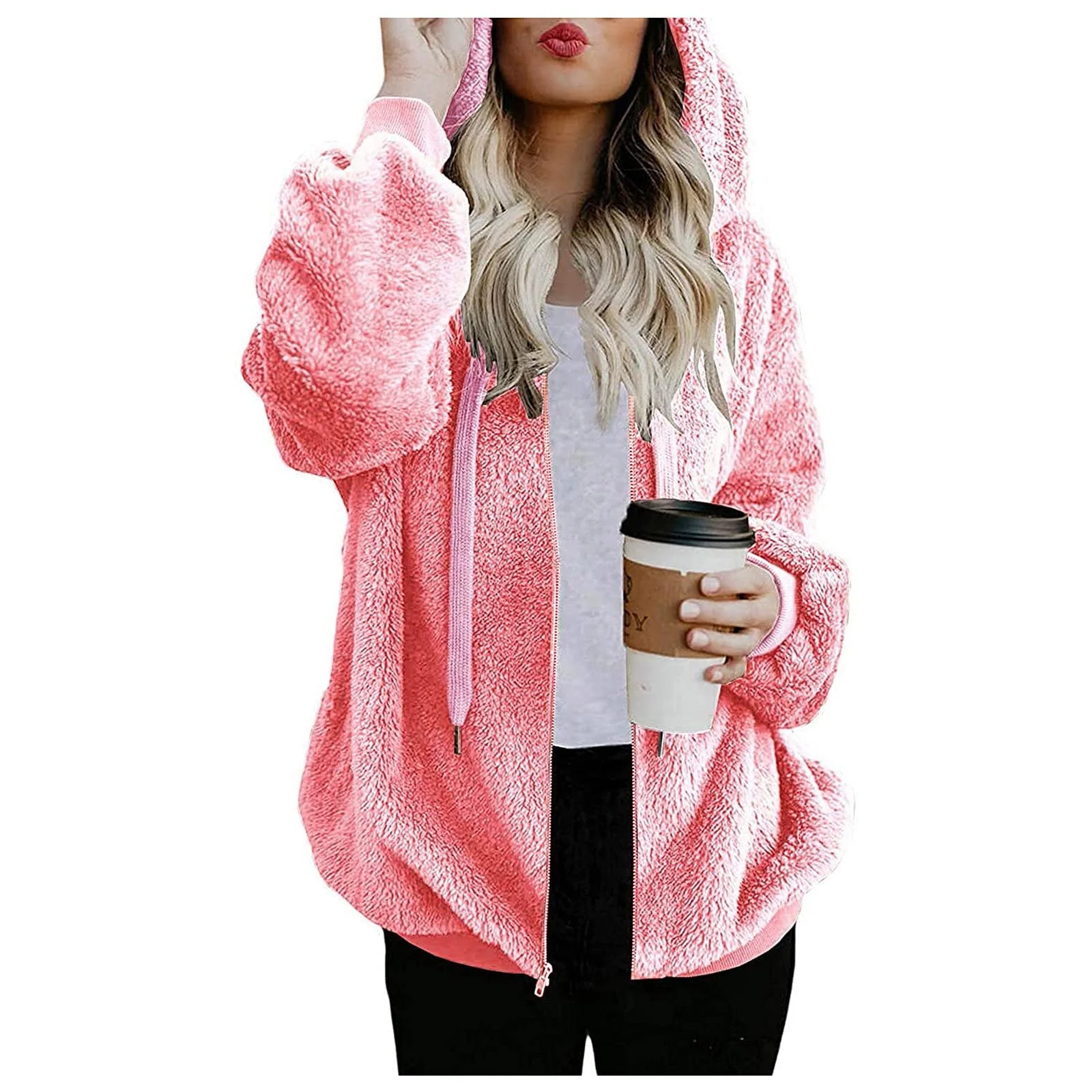 Пальто Yowablo Зимнее Теплое На Флисе С Капюшоном Однотонное, фото №3 Пальто Yowablo Зимнее Теплое На Флисе С Капюшоном Однотонное, фото №3