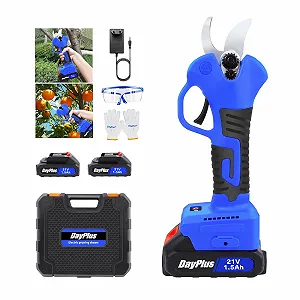 Секатор акумуляторний 21 V, 2 x 1.5 Ah акумулятори та зарядний пристрій, електричні ножиці для саду, гілок, троянд - Фото 1