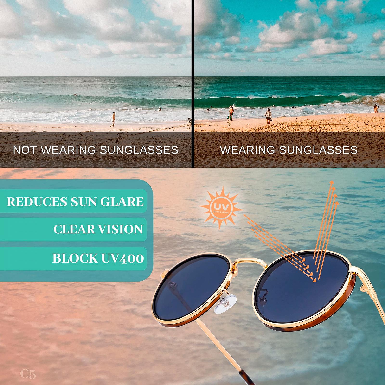 Сонцезахисні окуляри SQUAD для чоловіків і жінок Круглі Металеві Маленький розмір Ретро з футляром для окулярів, фото №5