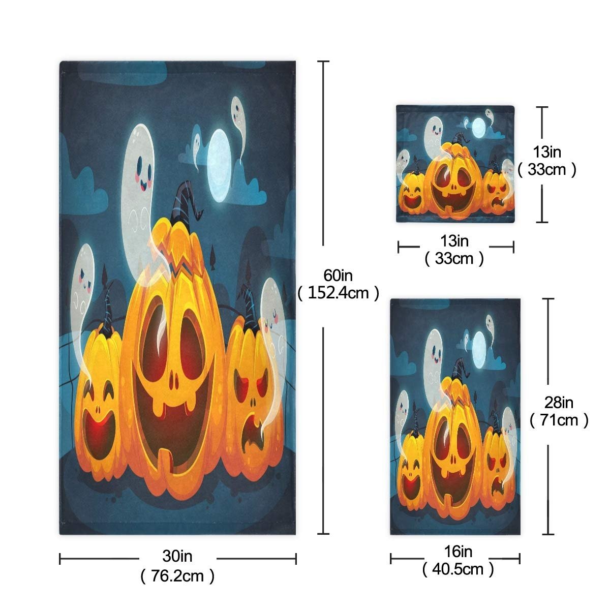 Набір рушників BEUSS Moon Halloween Ghost 3 шт. 100% бавовна (1 банний, 1 для рук, 1 серветка), фото №3