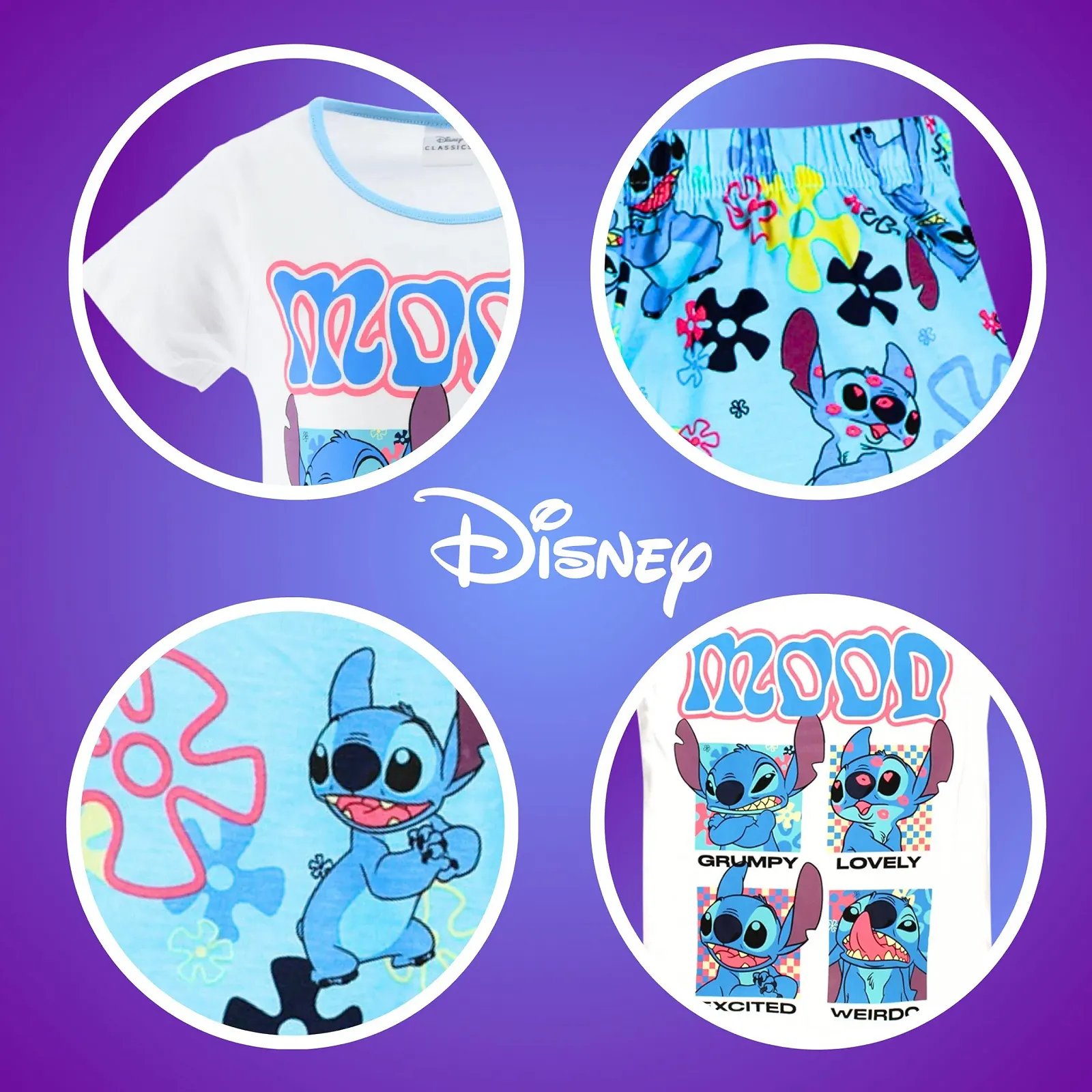 Піжама Комплект Футболка та Шорти Disney Stitch Бавовна Літній Набір 'Mood' Stitch, фото №6 Піжама Комплект Футболка та Шорти Disney Stitch Бавовна Літній Набір 'Mood' Stitch, фото №6