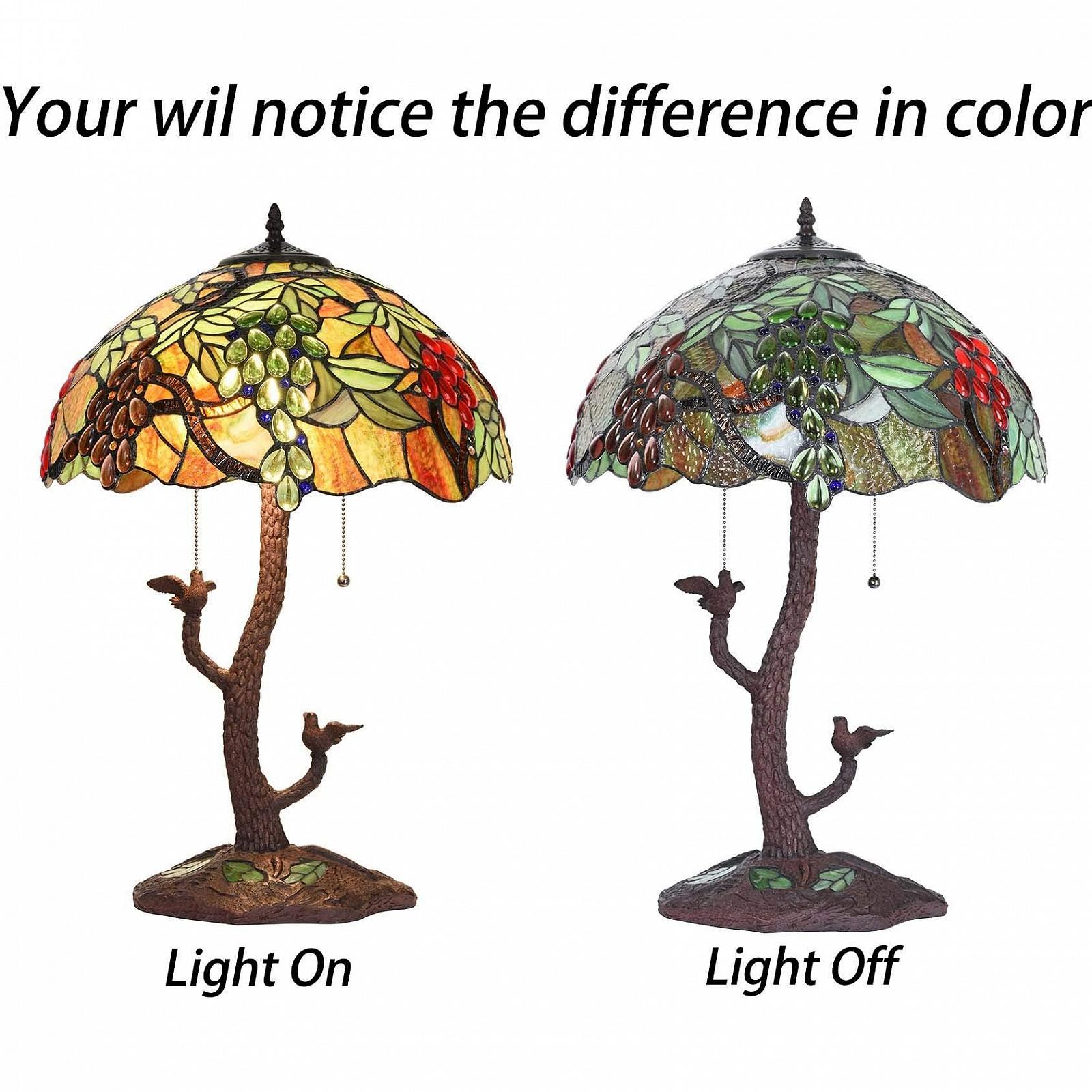 Настільна лампа Bieye Tiffany Style L30765 Виноград Вітражне скло Мозаїчна основа у формі стовбура дерева Висота 24 дюйми, фото №4