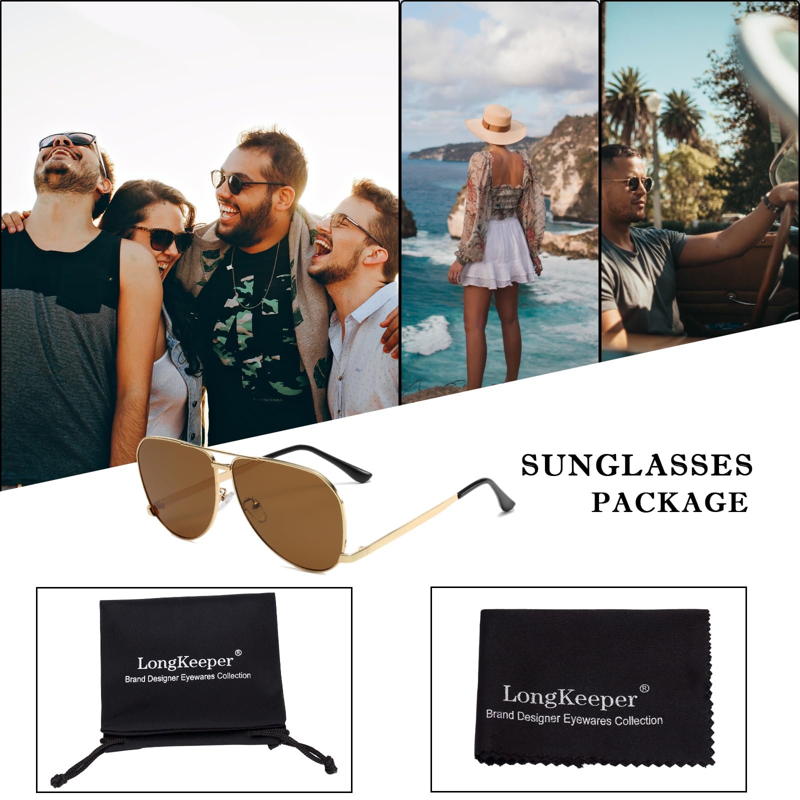 Сонцезахисні окуляри Авіатори Long Keeper Ретро для чоловіків та жінок 70-х 90-х Плоскі, фото №5