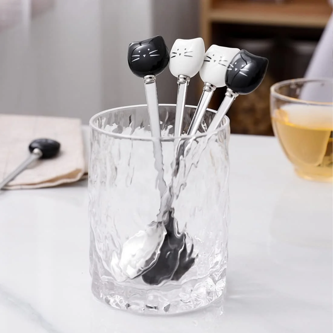 Ложка XPEX Котяча Голова, нержавіюча сталь, чорний, білий, набір 6 штук, фото №4