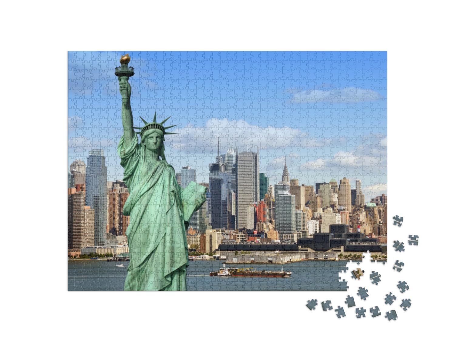 Пазл puzzleYOU American Cities Puzzle Collection 1000 элементов Статуя Свободы с рекой Гудзон, Нью-Йорк, фото №2