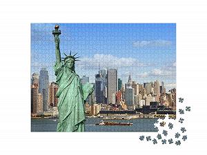 Пазл puzzleYOU American Cities Puzzle Collection 1000 элементов Статуя Свободы с рекой Гудзон, Нью-Йорк synthetic.ua - Фото 1