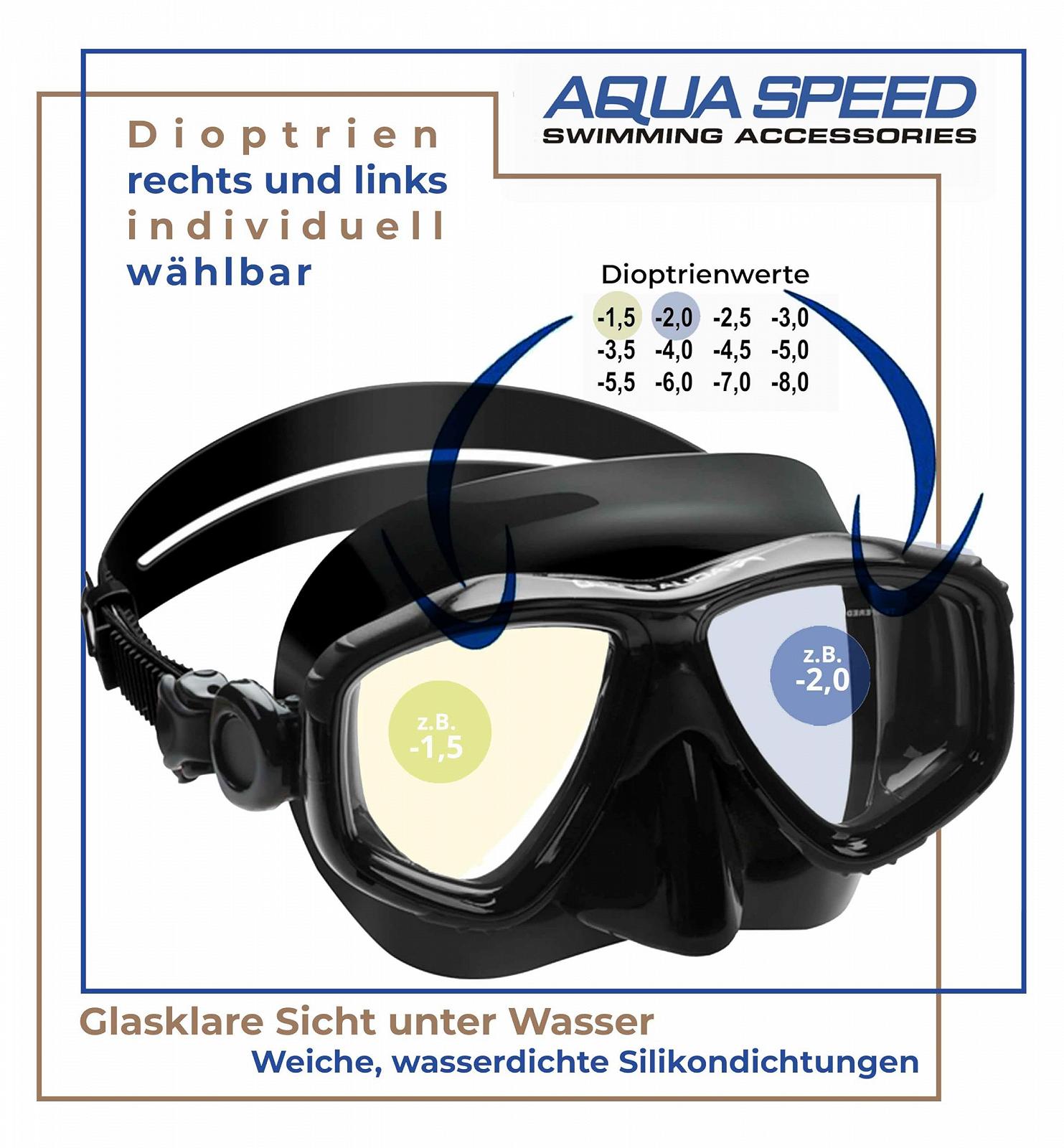 Маска для дайвінгу Aqua Speed Vision з діоптріями та звичайними лінзами, фото №4