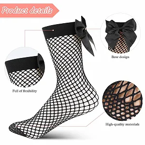 Носки Geyoga Сетка с бантиком, 2 пары, Черный, One size synthetic.ua - Фото 1