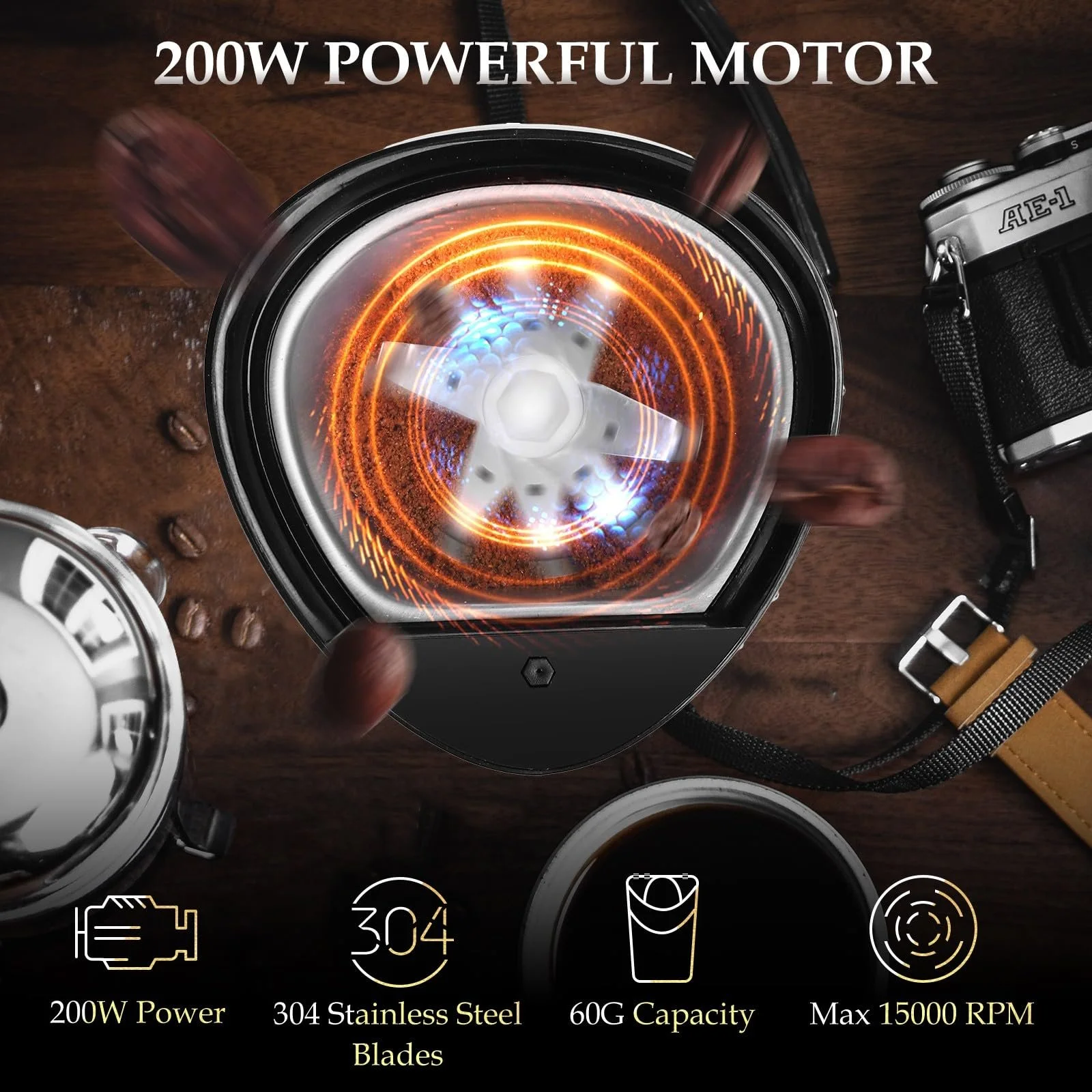 Електрична кавомолка Aigostar Регульований ступінь помелу, фото №3