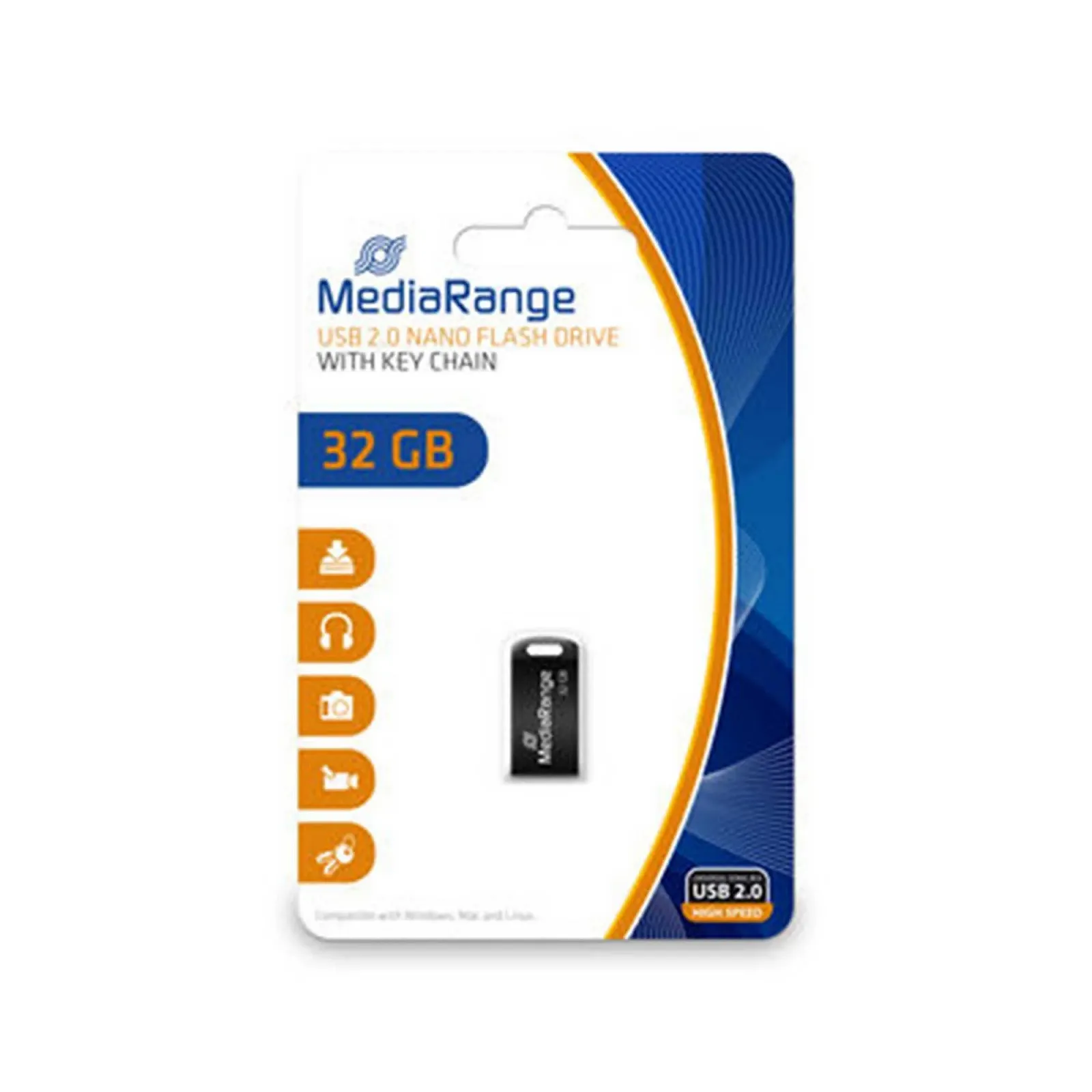 USB Nano Flash Drive MediaRange MR922 32 ГБ Чорний, фото №1