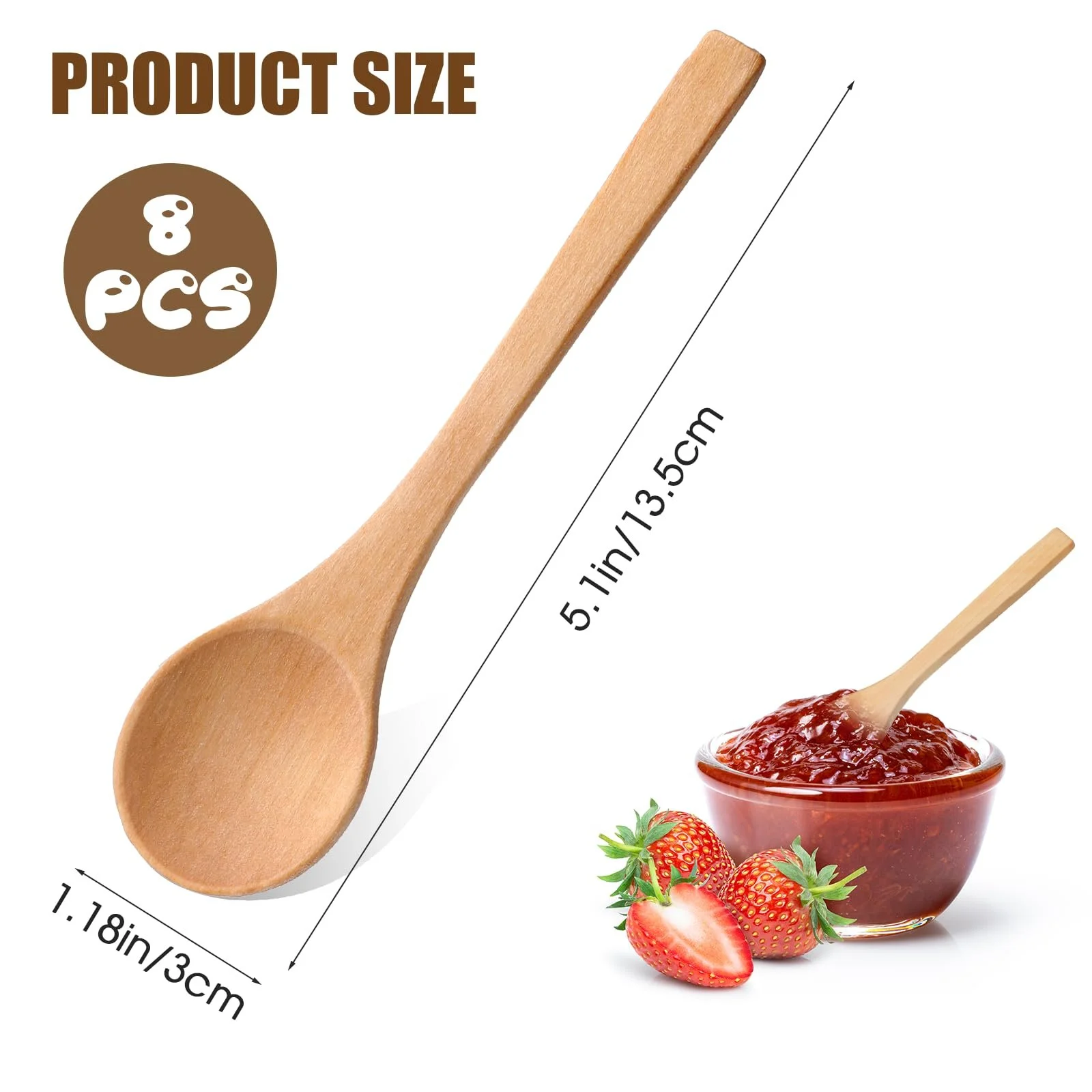 Ложка Деревʼяна для Супу з Довгою Ручкою 13 cm, Паковання 8 шт., фото №2