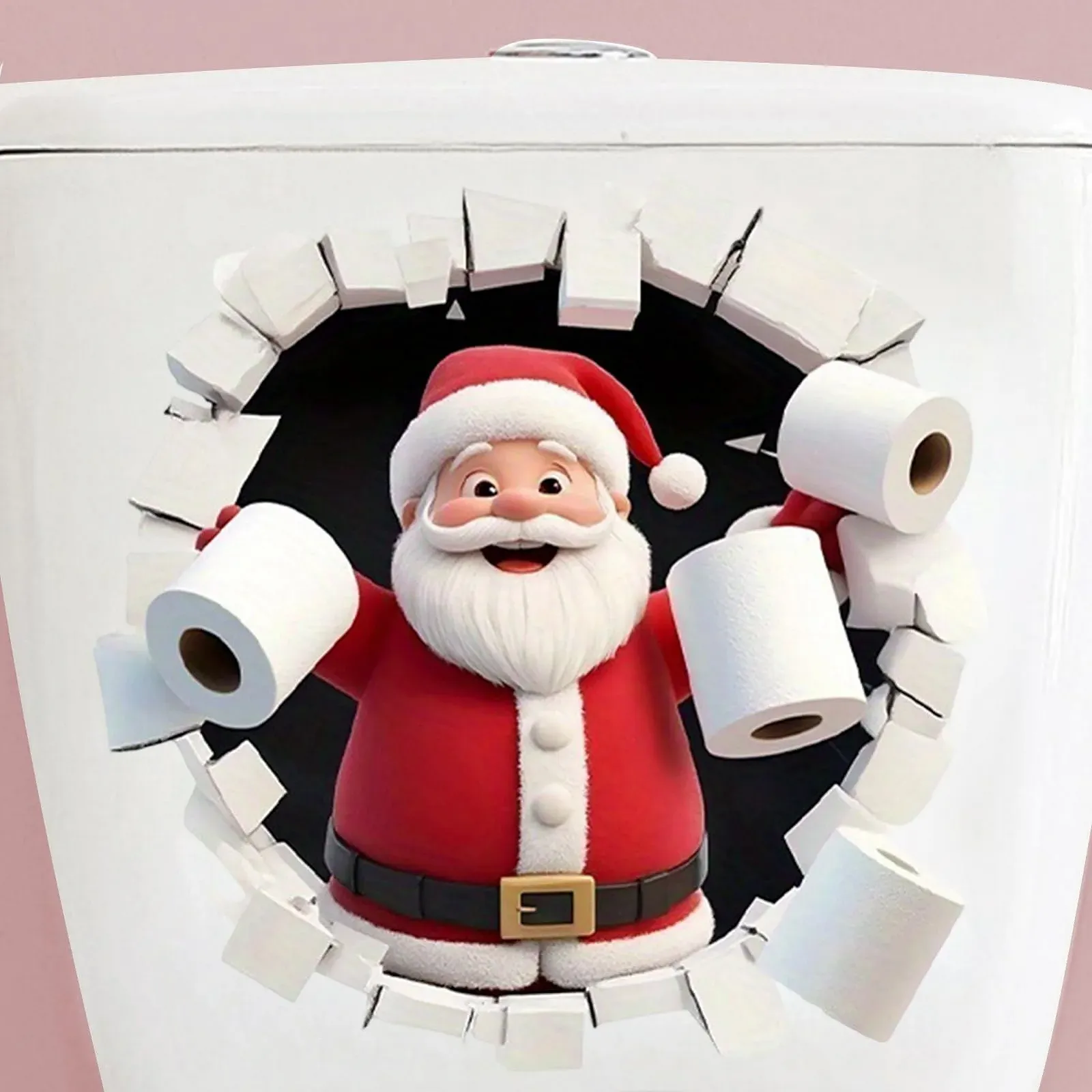 Наклейка на стіну Santa Breaking Wall 3D PVC Різдвяна, фото №3 Наклейка на стіну Santa Breaking Wall 3D PVC Різдвяна, фото №3