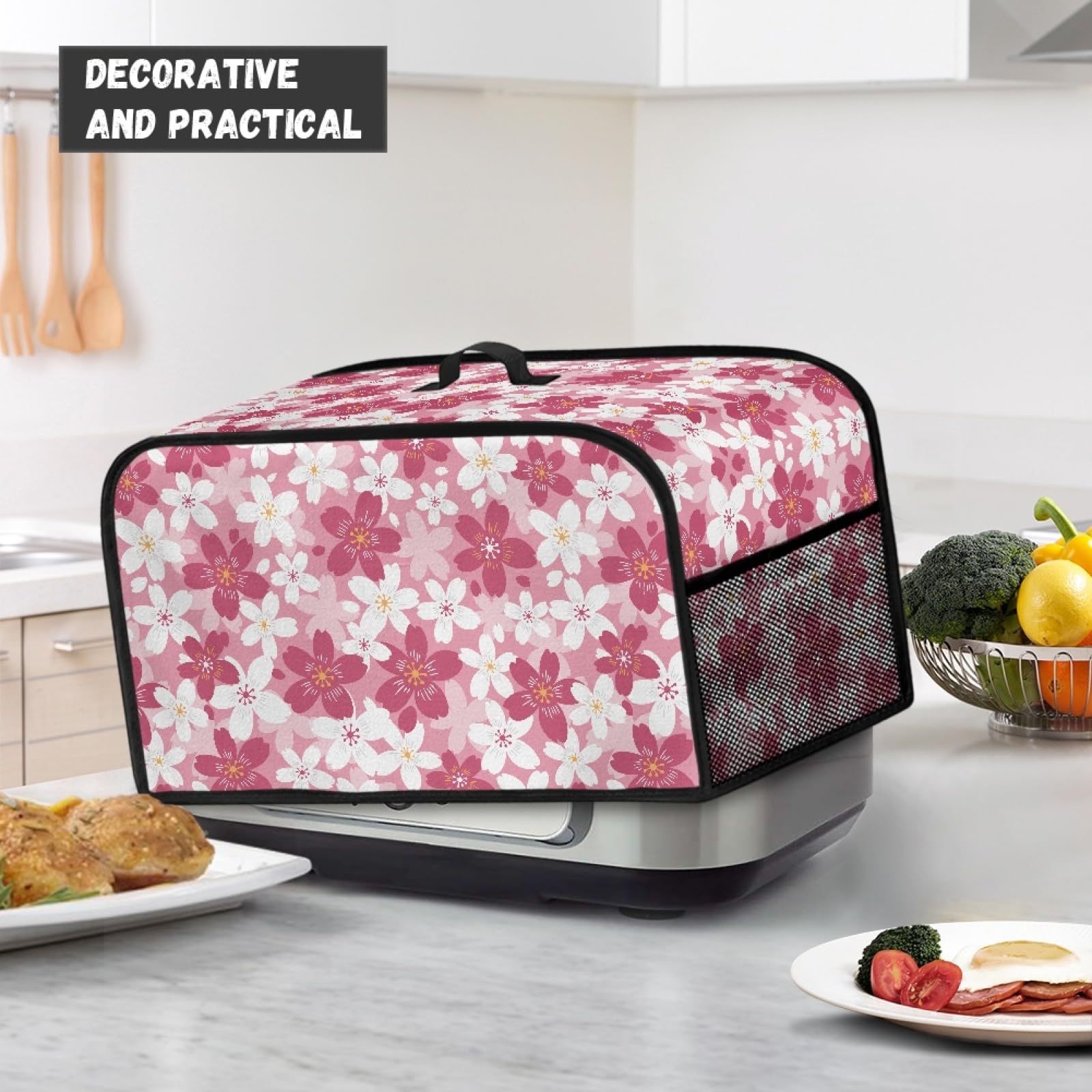 Чехол Wanyint Cherry Blossom Print Slow Cooker Cover для мужчин и женщин 6-8QT Моющийся Чехол для Мультиварки с Верхней Ручкой и Сетчатой Сумкой, фото №4