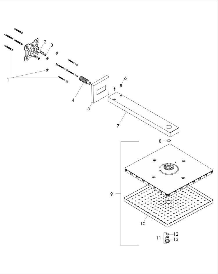 Верхній душ hansgrohe Raindance E 300 1jet з кронштейном, бронза матовий 26238140, фото №3