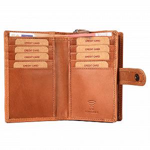 Кошелек Benthill Женский Маленький Кожаный с RFID Защитой, 8 Отделений для Карт и Отделение для Монет, Кожаный Винтажный Женский Кошелек с Подарочной Коробкой, коричневый, Классический synthetic.ua - Фото 1