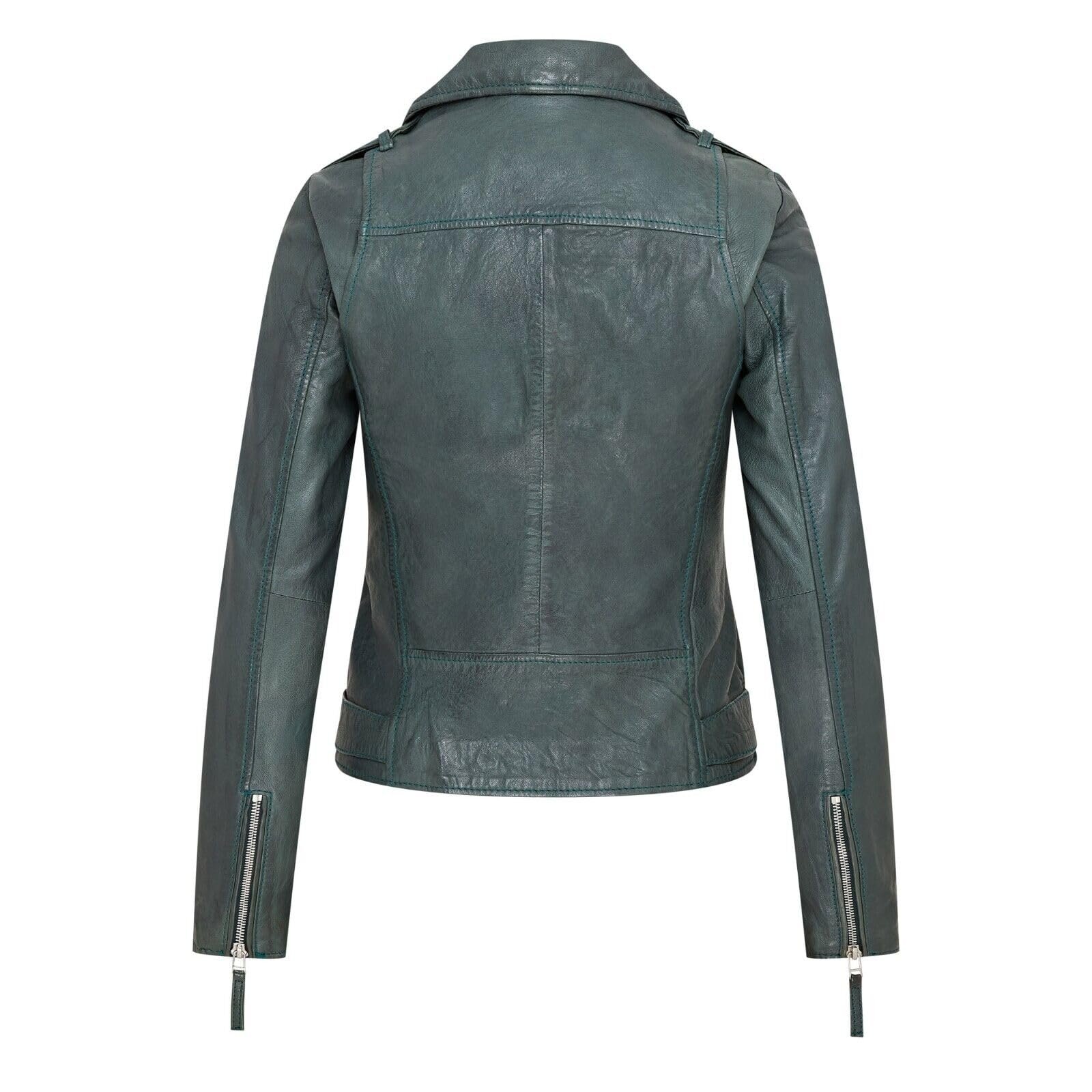 Кожаная куртка Infinity Leather Brando Motorcyclist Зеленый с молнией, фото №4
