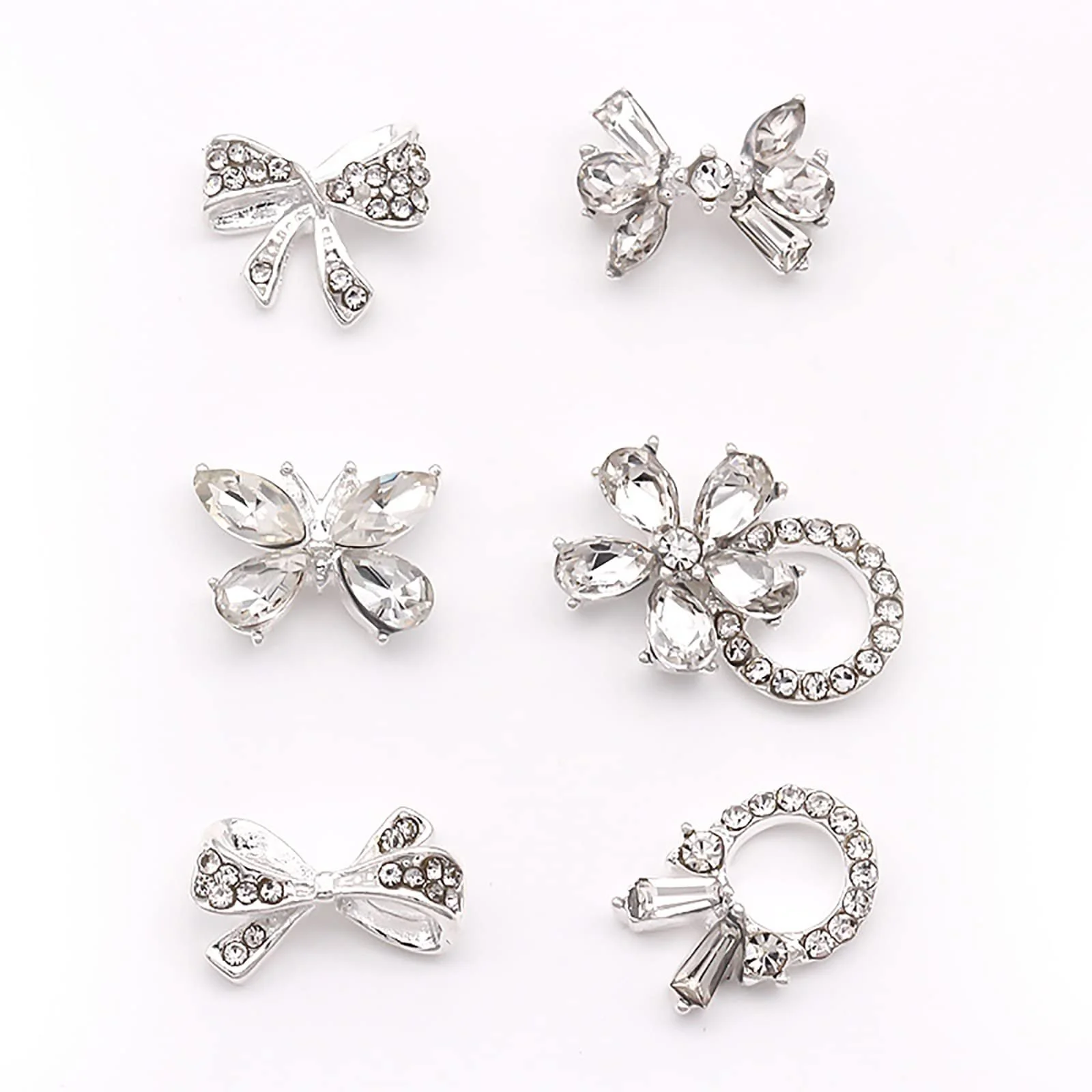 Стрази Метелик-Бантик Сріблястий, 10 шт, фото №3