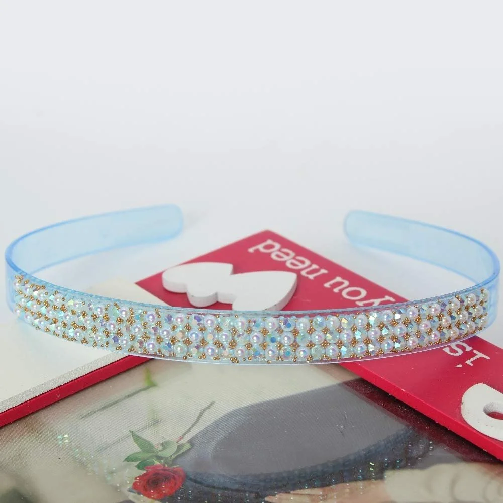 Обруч Дизайнерський з штучними перлинами та стразами, фото №2