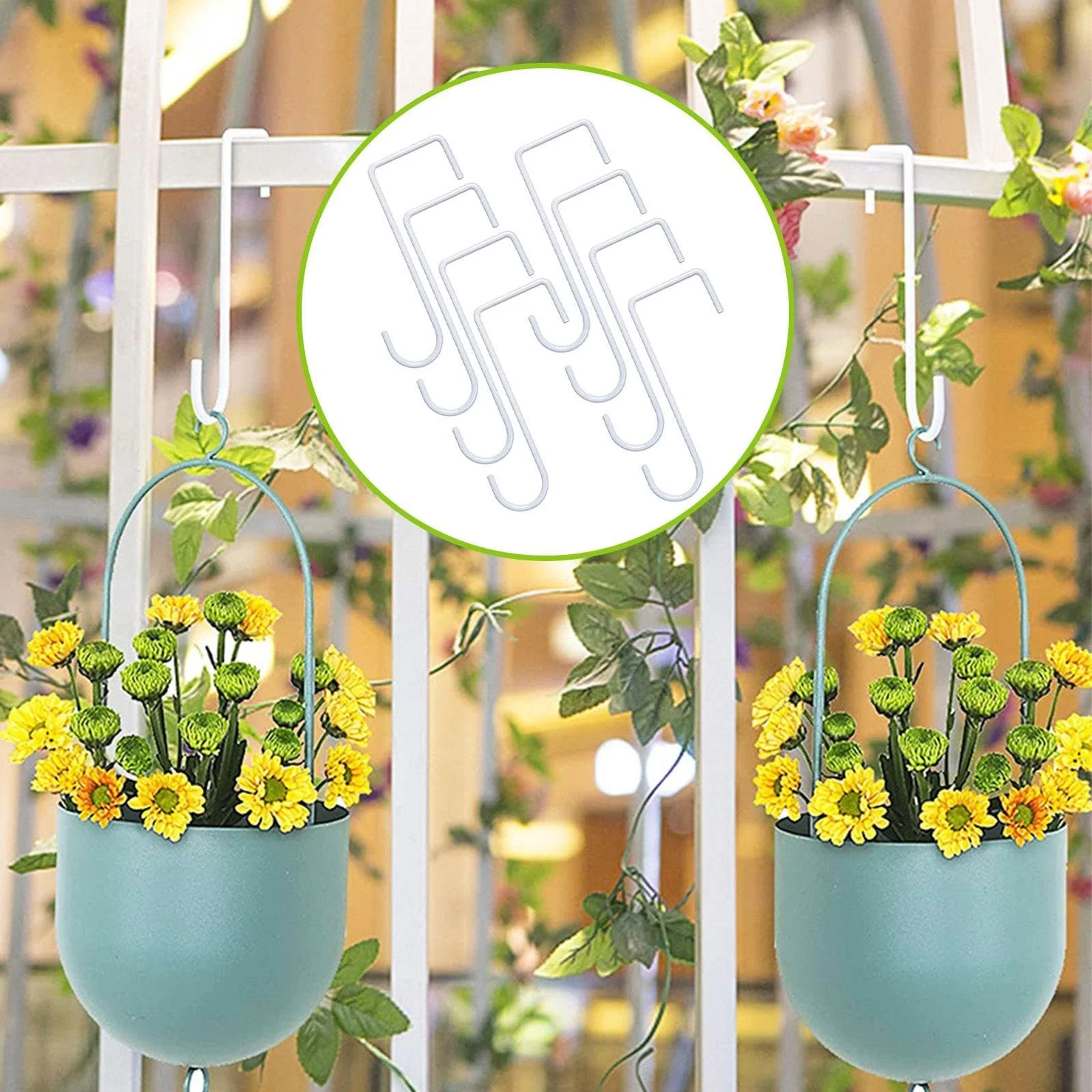 Гачки для підвішування рослин Набір з 8 шт. залізні Білий 15 см, фото №2 Гачки для підвішування рослин Набір з 8 шт. залізні Білий 15 см, фото №2