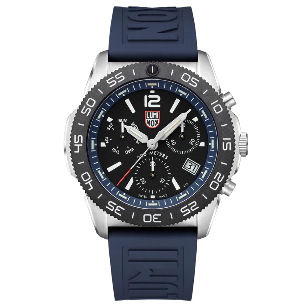 Чоловічий годинник Luminox XS.3143 кварцовий аналого-циферблат гумовий ремінець срібний-чорний-синій, фото №1