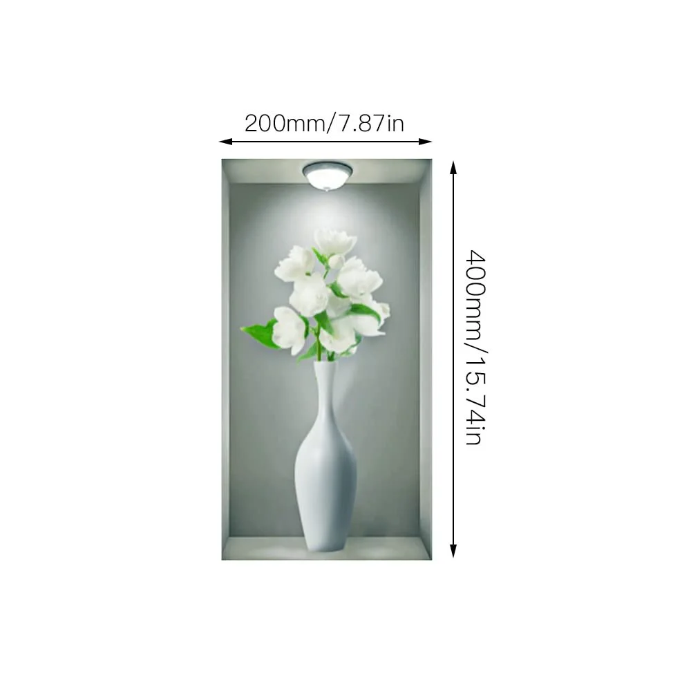3D Наклейки на стіну milaosk Vase 3D Vinyl Plants Flowers Білий, фото №5