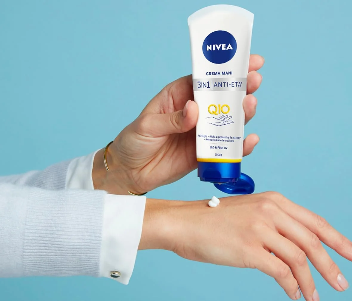 Крем для рук Nivea 3-в-1 Anti-Age Q10 & UV Filter Увлажняющий 4 флакона по 100 мл, фото №6