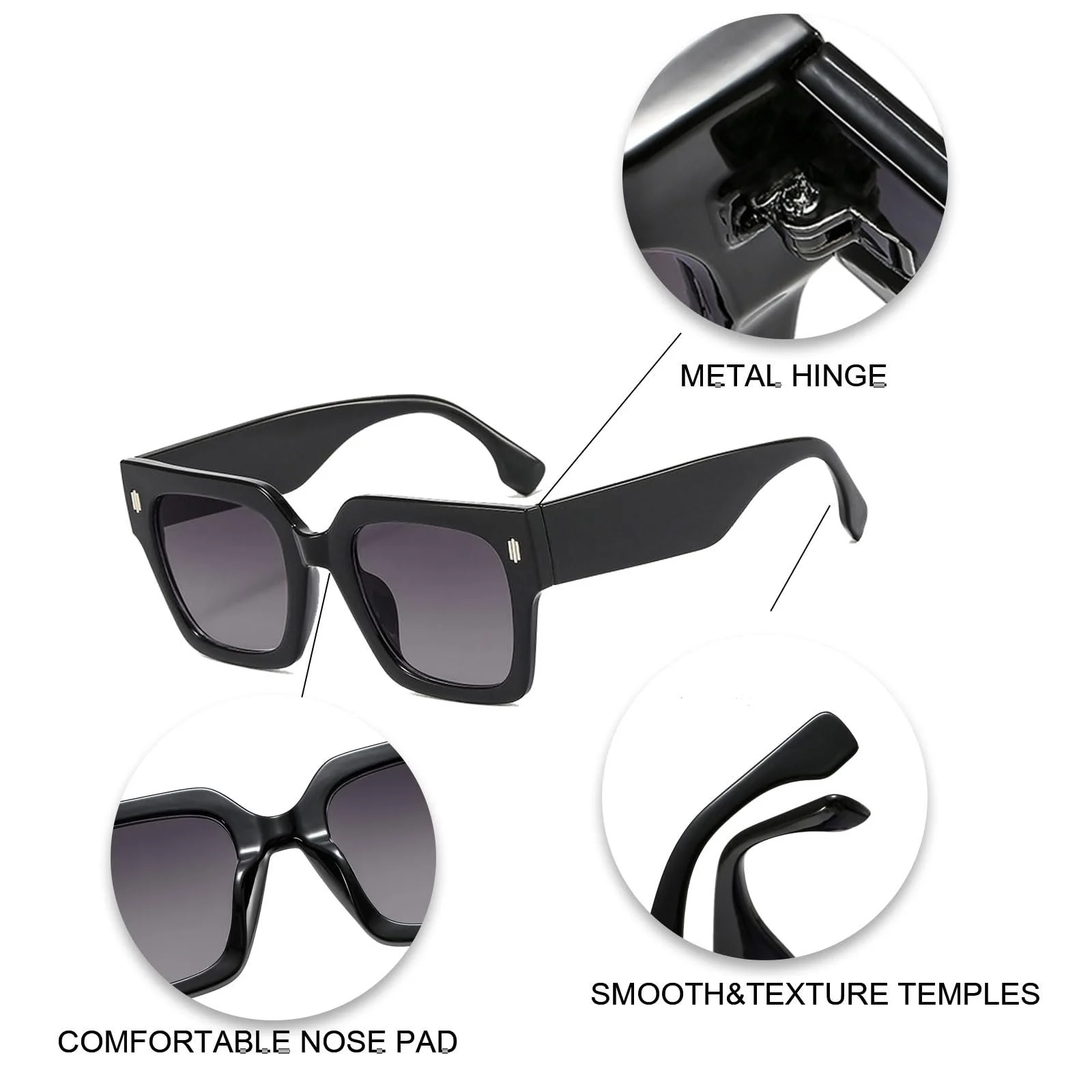 Квадратні Сонцезахисні Окуляри Long Keeper Oversized Жіночі Тренди Ретро Чоловічі Квадратна Товста Рамка UV400 Захист, фото №2