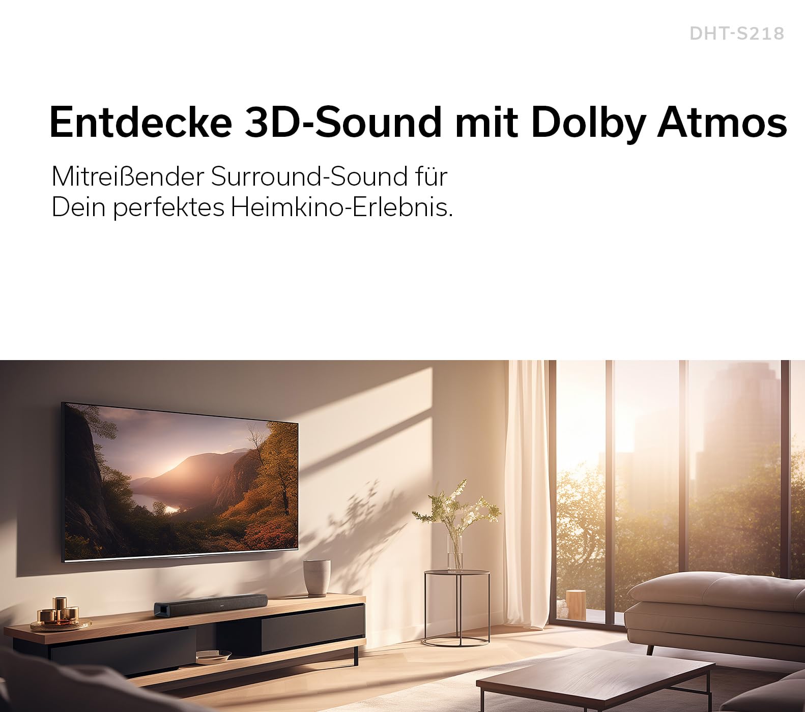 Саундбар Denon DHT-S218 2.1 с Dolby Atmos, интегрированным сабвуфером, Bluetooth® Low Energy (LE) Audio, 4K UHD и HDMI ARC, черный, фото №2 Саундбар Denon DHT-S218 2.1 с Dolby Atmos, интегрированным сабвуфером, Bluetooth® Low Energy (LE) Audio, 4K UHD и HDMI ARC, черный, фото №2