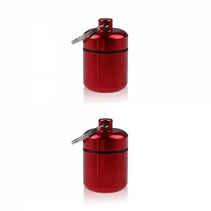 Коробка для таблеток портативна міні з брелоком 2 шт. Алюмінієва Водонепроникна Червона - Фото 1