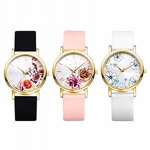 Женские часы JewelryWe Цветочные часы с силиконовым ремешком Cottagecore стиль Аналоговые кварцевые наручные часы Женские повседневные часы с силиконовым ремешком и цветочным узором Шкала с черточками - Фото 1