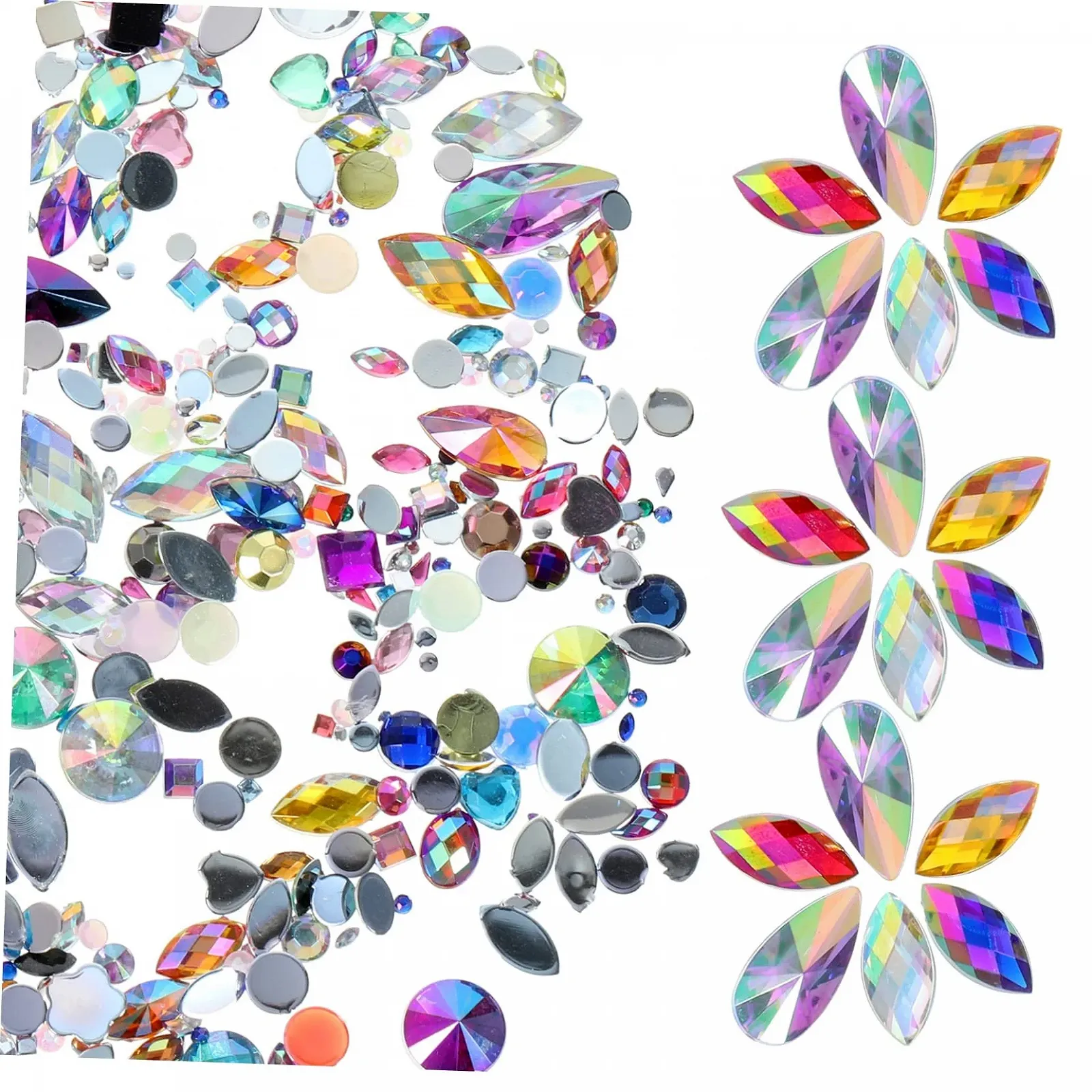 Стразы minkissy с плоским дном 900 шт. для рукоделия, разноцветные блестящие камни для украшения ногтей для творческих художественных проектов и маникюра, фото №2