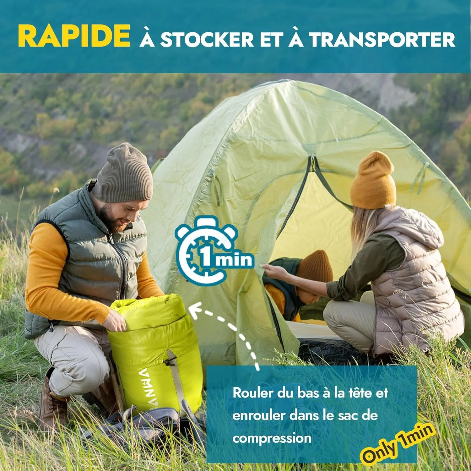 Подвійний спальний мішок CANWAY 220 x 150см з 2 подушками Flannel Green, фото №5 Подвійний спальний мішок CANWAY 220 x 150см з 2 подушками Flannel Green, фото №5