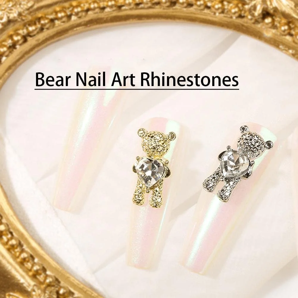 Стрази для нігтів Ведмедик Кристалічні прикраси у формі серця., фото №4