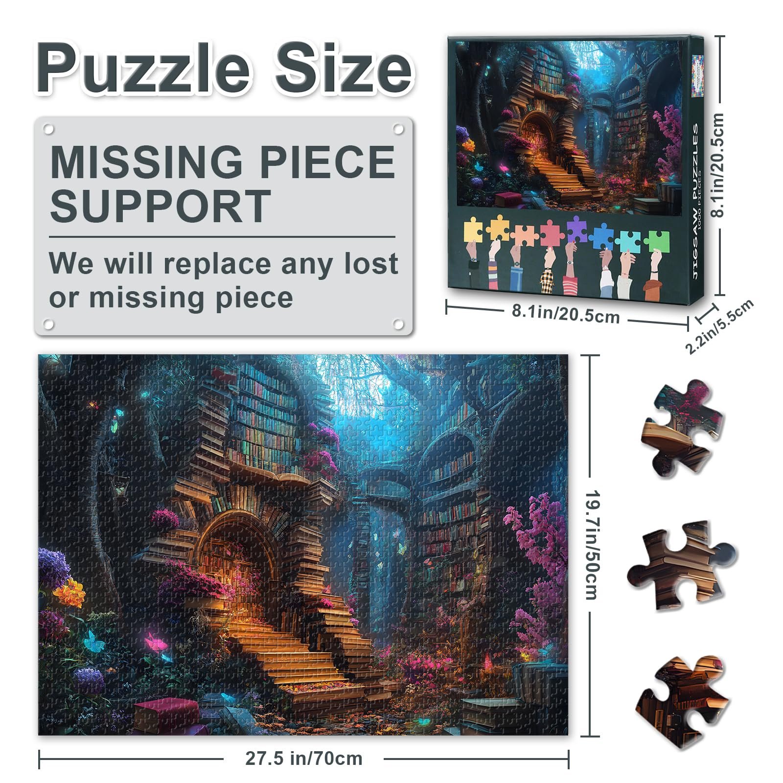 Пазли Фантастична бібліотека квітучі квіти 1000 елементів 70 x 50 см, фото №3