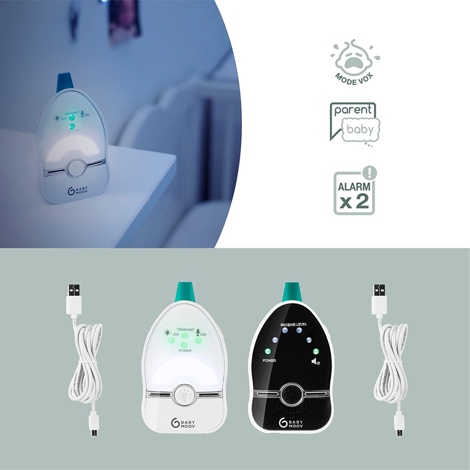 Радионяня BabyMoov Baby Monitor Easy Care 500 м A014013, фото №6