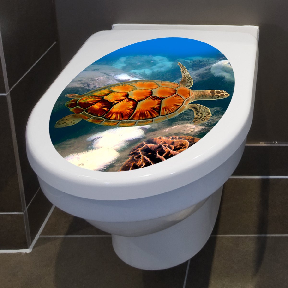Наклейка на туалет Черепаха Кришка унітазу 30 x 40 см, фото №3