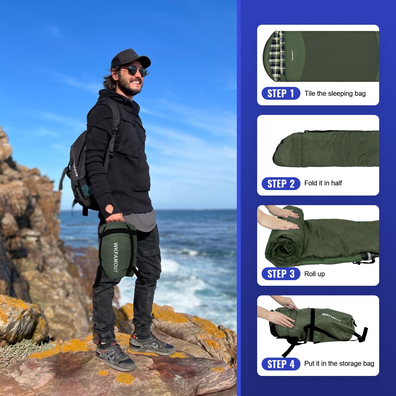 Спальний мішок WKFAMOUT Ultralight Outdoor Фланелевий для дорослих Літній Машинне прання, фото №5