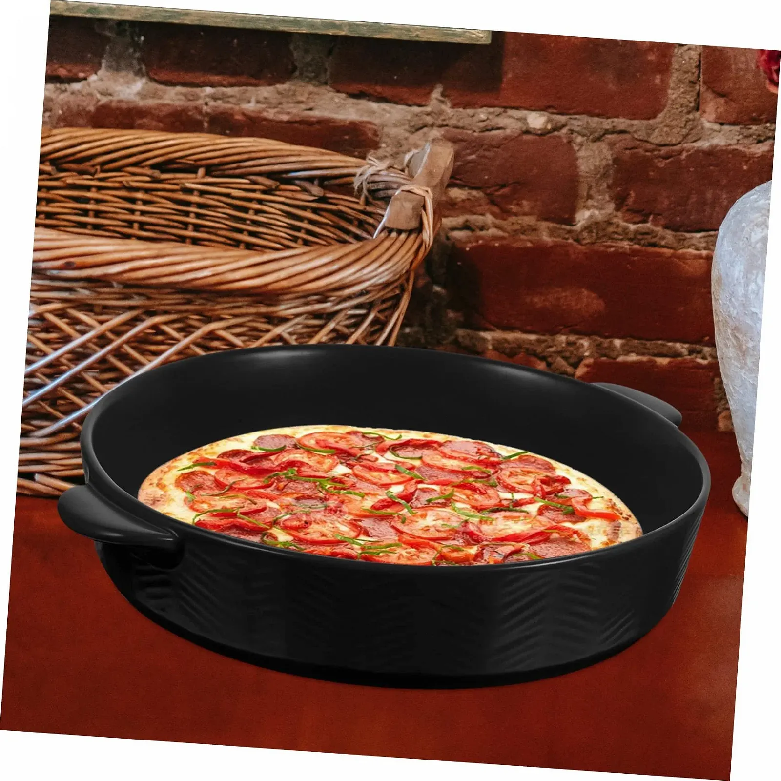 Форма для выпечки Mobestech Керамическая Круглая с двойной ручкой, фото №5