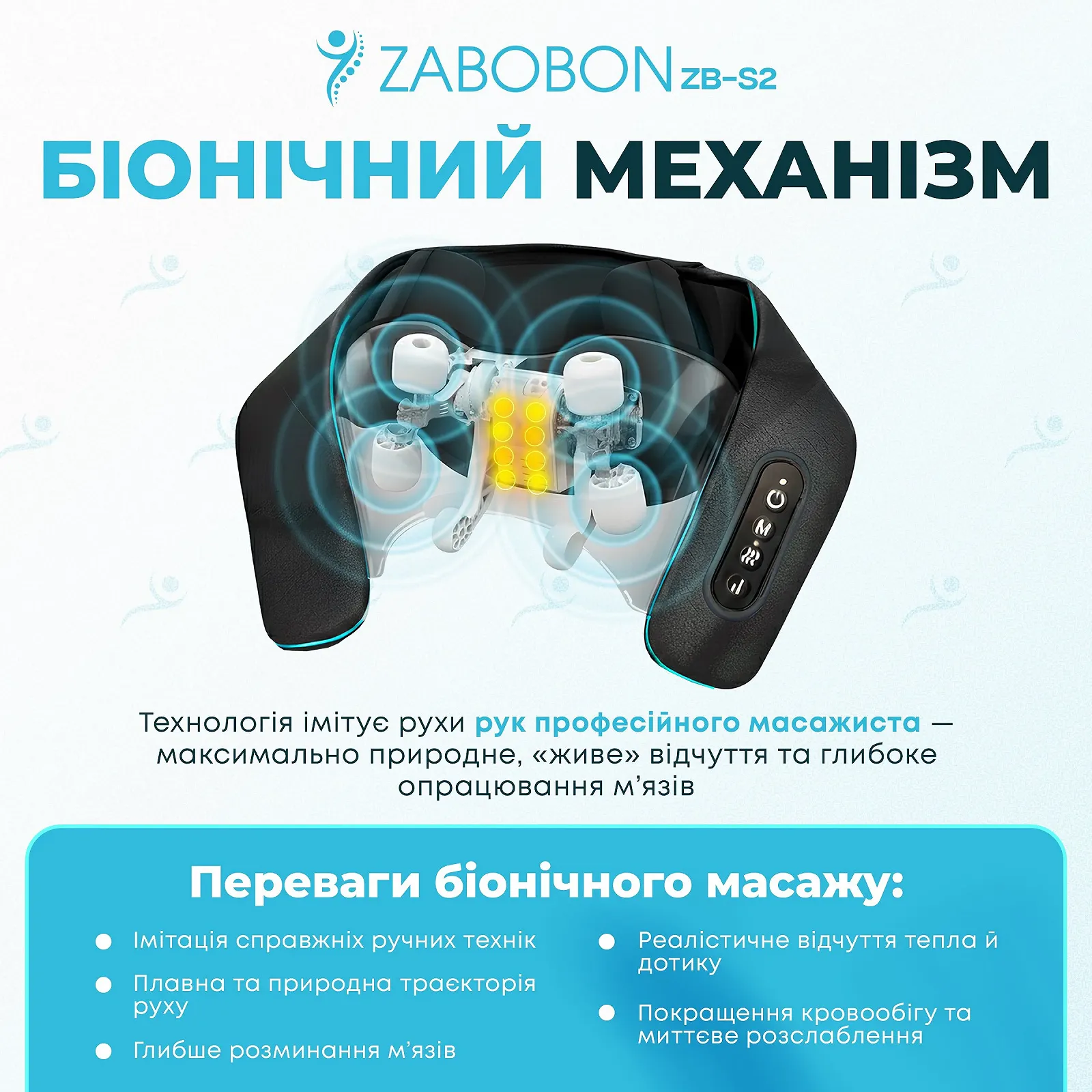 Беспроводной массажер для шеи и плеч с подогревом (аккумуляторный) Zabobon ZB-S2, фото №9