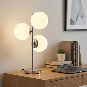 Настільна лампа B·LED BARCELONA LED ROM з трьома кулями з опалового скла Ø15 см E27 Хром - Фото 1