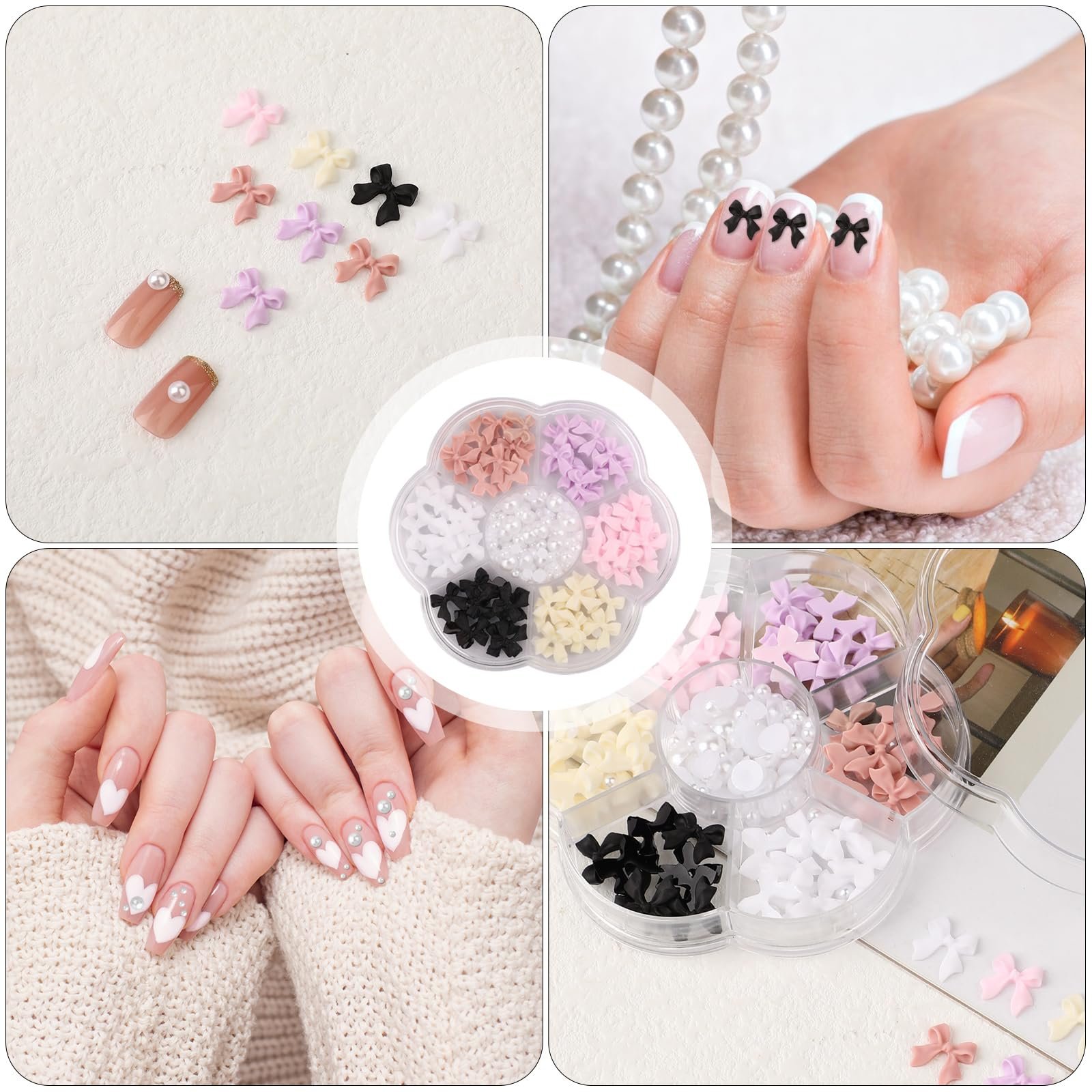Підвіски для нігтів Bow Knot, різнокольорові, стрази, кришталеві, фото №7