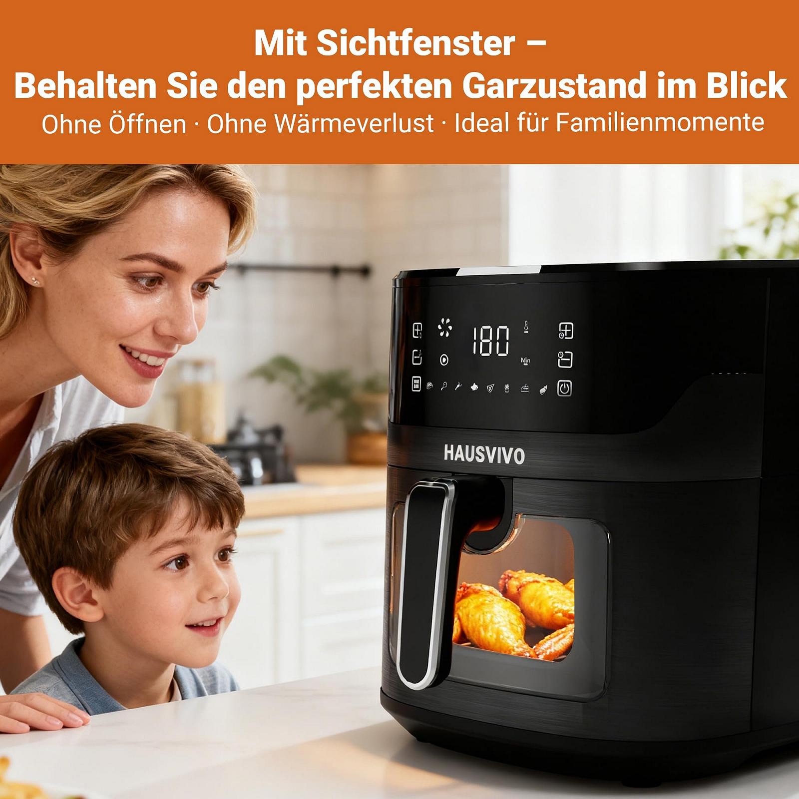 Мультипіч Airfryer XL 6.5 л 1600 Вт 8 програм з оглядовим вікном Чорний, фото №6 Мультипіч Airfryer XL 6.5 л 1600 Вт 8 програм з оглядовим вікном Чорний, фото №6