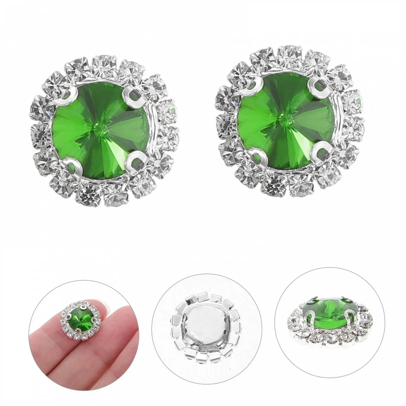 Стрази Круглі Зелені, 20 шт, фото №8