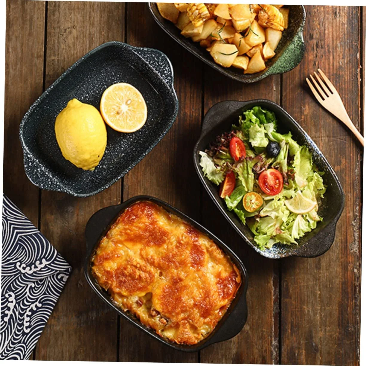 Форма для выпекания керамическая с двойной ручкой в японском стиле, фото №9