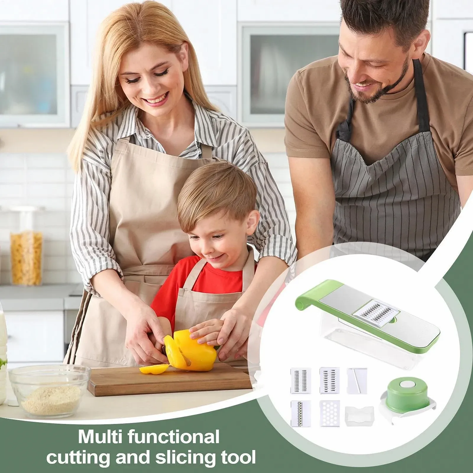 Овочерізка з контейнером і 5 лезами для картоплі, моркви, цукіні, картоплі, фото №9