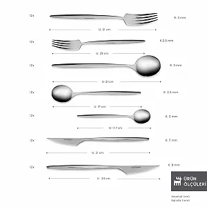 Набор столовых приборов Karaca Braga на 12 персон 84 предмета Серебряный synthetic.ua - Фото 1