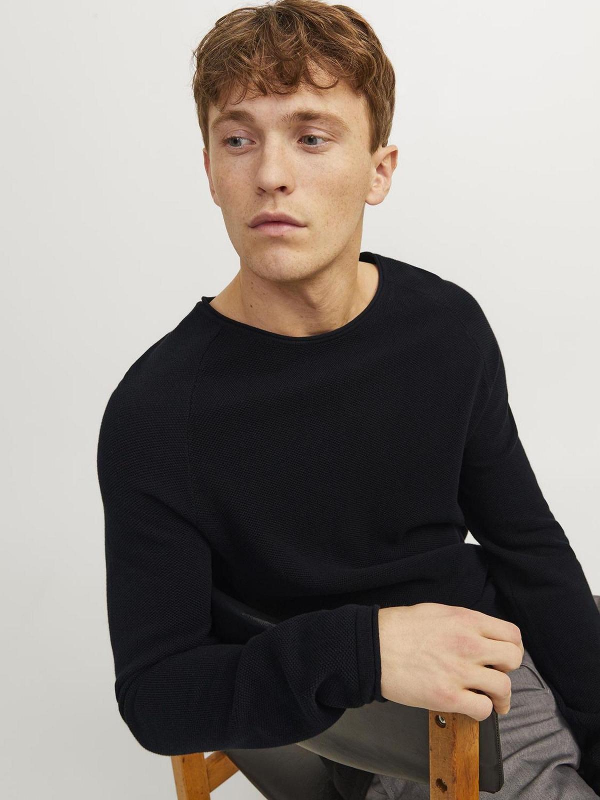 Джемпер JACK & JONES JJEHILL Чоловічий В'язаний З круглим вирізом Базовий З довгими рукавами Бавовняна сорочка, фото №9
