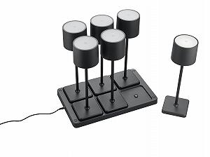 Набір з 6 настільних ламп Fernando LED акумуляторні сенсорні димовані IP54 13 x 38 см Plastic 1 W Чорний матовий - Фото 1